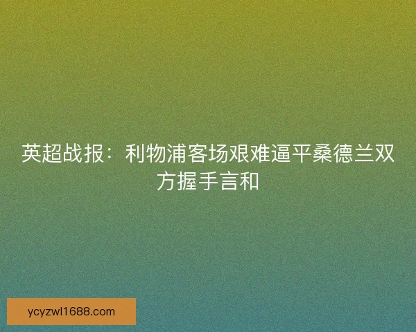 英超战报：利物浦客场艰难逼平桑德兰双方握手言和